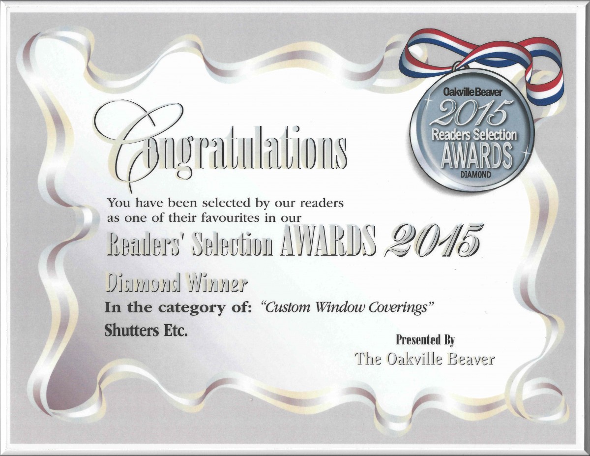 Award for Shutters Etc